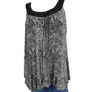 Lane Bryant Animal Print Faux Jeweled Neckline Sleeveless Blouson Size 22/24